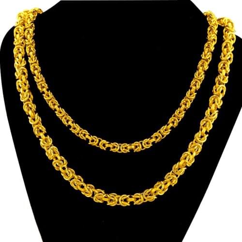 Luxury Double Head Buckle Necklace for Men Wedding 14K Gold Necklace Personality Neck Chain Fine Jewelry New Year Gifts Male