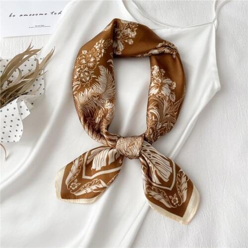 Luxury Headscarf Silk Shawl Square Scarf For Women Neckerchief Female Hijab Hair Wrap Satin Print Headband Foulard Bandana 2021