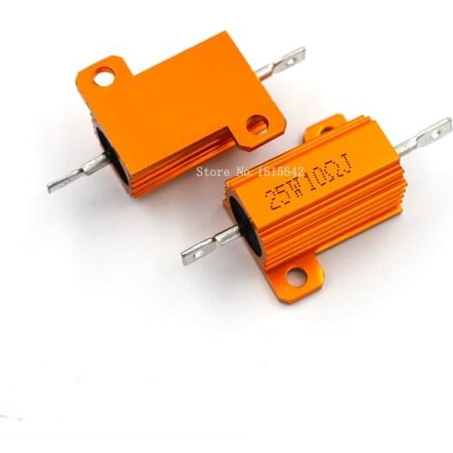RX24 25W 10R 10RJ Power Metal Shell Aluminium Gold Resistor 25Watt 10 ohm Power Heatsink Resistance Golden Heat Sink Resistor