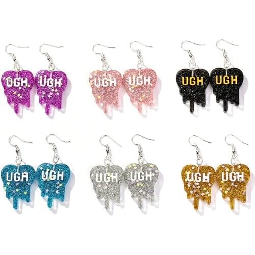 1Pair UGH Plate Drop Earrings Twinkly Resin Fashion Craft for Birthday Gift Child Girls Teens Jewelry