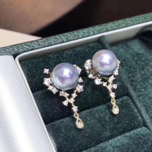 D316 Pure 925 Sterling Silver 8mm Fine Jewelry Fresh Water White Pearls Dangle Earrings for Women Fine Pearl Earrings