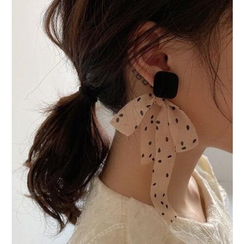 Bowknot Ribbon Polka Dot Earrings Pendant for Women Jewelry Wedding Clothes