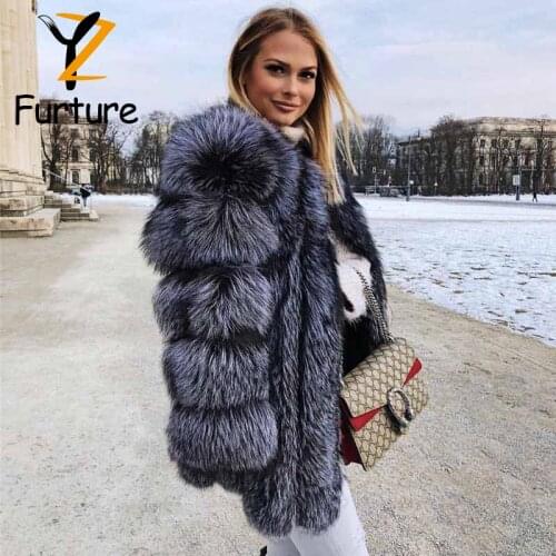 YZ.FURTURE New Hot Sale Winter True Natural Fox Fur Coat Thick Silver Fox Womens Jacket Fox Fur Coat Collar Wholesale
