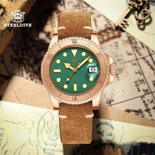 STEELDIVE 2020 New Arrival 1953S Bronze Watch Men Dive Watch 200M Sapphire Crystal Original NH35 Automatic Mechanical Watches