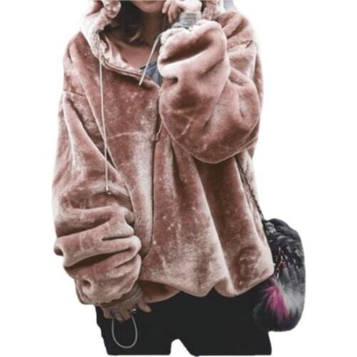 Europe Usa Womens Clothing Autumn Winter New Pure Color Sweatshirt Plush Hoodies Long Sleeve Pullover Female Zipper Collar