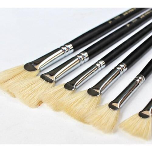 Bristle Painting Brush Different Size Fan Paint Brush for Watercolor Oil Acrylic Painting Gouache Drawing School Art Supplies