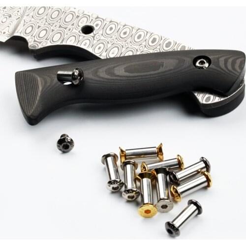 10Pieces M4 Knife Handle Bolt Rivets Scale Screws For DIY Knife handle Making material Fastener Nut Flat Hex Head screws