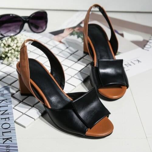 2021 New Big Size 35-43 Slingback Sandals Women Brand Mixed Colors Back Strap Summer Shoes Woman Thick Heels Sandals Footwear