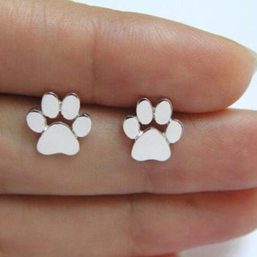 1pair Cute Dog Paw Print Earrings for Women Cat and Dog Paw Stud Earrings part gifts ED124 drop shipping