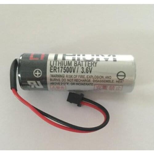 10PCS 100% Original New ER17500V ER17/50 3.6V 2700mAh PLC Lithium Battery With Black Plugs Connectors free shipping