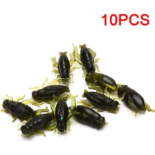 10Pcs/Lot Ocean Wobblers Silicone Bait Lightweight Grasshopper Soft Insect Bait Floating Cricket Artificial Fishing Lures