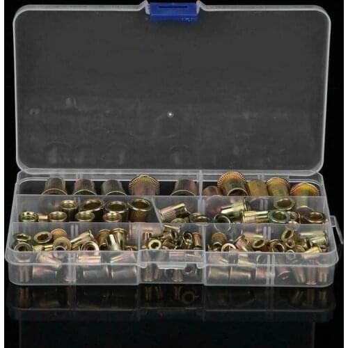 150Pcs/set Color Plated Zinc Rivet Nuts M3/M4/M5/M6/M8/M10/M12 Strong And Corrosion Resistant Nutsert Cap Assortment Kit