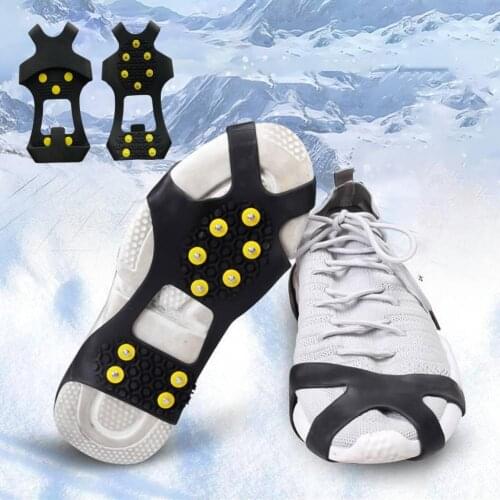 2Pcs Non-slip 10-tooth Crampons Silicone Shoe Cover Outdoor Mountaineering Tool Shoe Cover Outdoor Mountaineering Tool