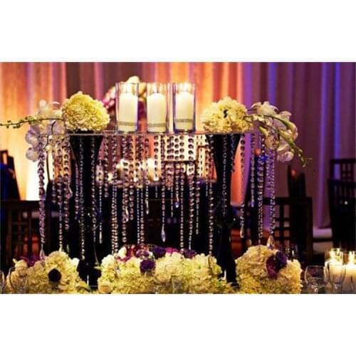 70cm Tall Clear Acrylic Flower Stand flower vase table center Table Chandelier Wedding Centerpiece with bead strands 10 pcs/lot