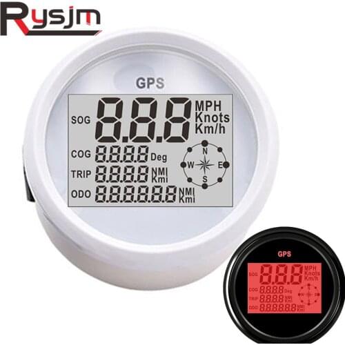 85mm LCD Digital dash Car Speedometer GPS Odometer 0-999 knots km/h mph 12V/24V With Backlight marine Yacht Motorcycle Boat Car
