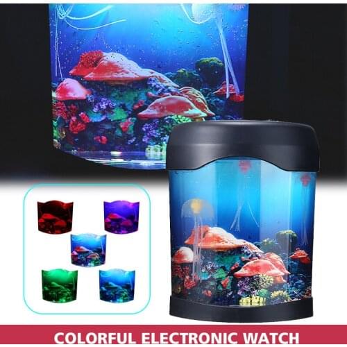 Aquarium Jellyfish Fish Tank Mood Lights Colour Changing LED Night Desk Lamp For Childrens Gift Home Bedroom Decoration