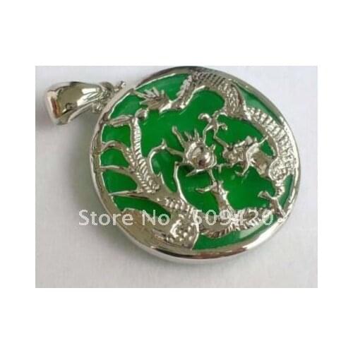 Free Shipping>>>stone Silver Dragon Phoenix Pendant and Necklace