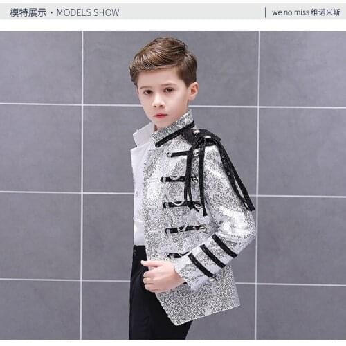 Children`s Sequins Jacket Suit Fantasia Boys Carnival Cosplay Prince Costume Party Outfit Birthday Gift For Boys Kids 3-13T