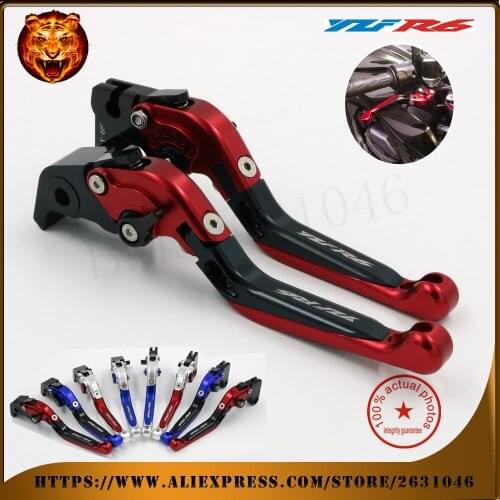 For YAMAHA YZFR6 YZF-R6 2005-2016 10 11 12 13 14 15 RED Motorcycle Adjustable Folding Extendable Brake Clutch Lever Logo YZFR6