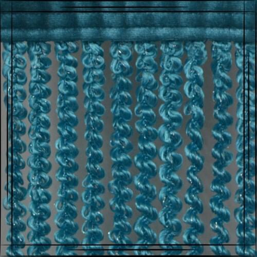 Gülpınar Curtain Blue Silver Silvery Double Curling Rope Curtain