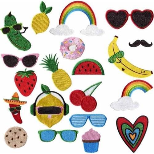 Food Fruit Avocado Strawberry Watermelon Lemon Pineapple Orange Peach Banana Rainbow Love Embroidered Patch DIY Accessories