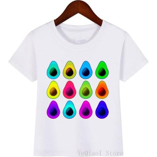 Rainbow Avocado t shirt kids harajuku cute tshirt summer boy t-shirt top for girls lovely baby toddler child t-shirts clothes