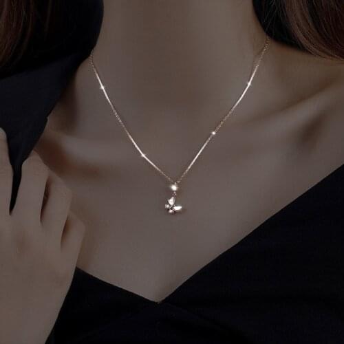 Hiyong Silver Butterfly Pendant Necklace Fashion Cute Women Golden Color Statement Necklace Jewelry Gifts Wholesale Dropshipping