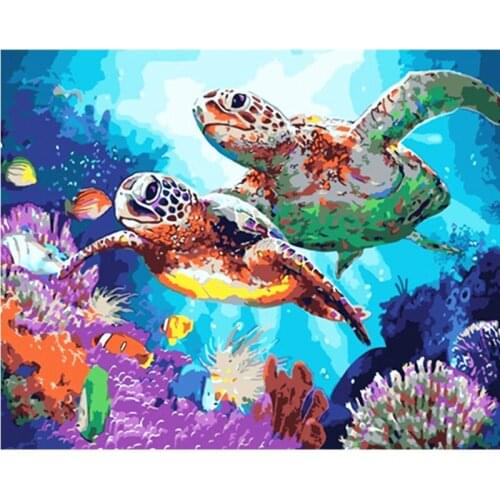 Paints By Numbers Animal Tortoise 40x50 60x75cm Pictures Oil Painting By Numbers Set Gift Coloring By Numbers Canvas Wall Set