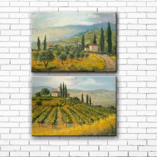 Classical spring green tree house landscape canvas printings oil painting printed on canvas home wall art decoration picture