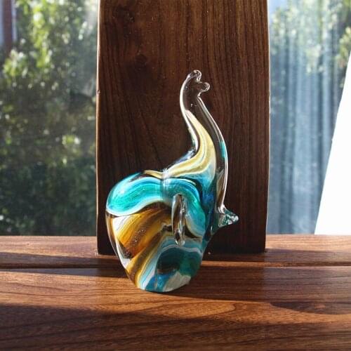 CRYSTAL ELEPHANT FIGURINES TABLE ORNAMENT SCULPTURE WILD LIFE FIGURINE HANDMADE CRAFT HAND BLOWN GLASS ART CRAFT HOME DECOR