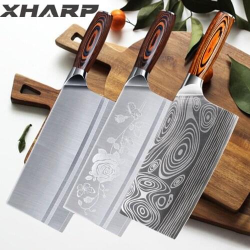 8" Inch Kitchen Knife Stainless Steel Meat Chopping Cleaver Slicing Vegetables Chinese Chef Knife Razor Sharp Slicing Cutter