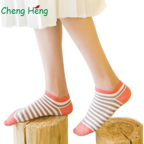 Hot Sale Fashion New Womens Cotton Socks Summer Autumn Striped Lovely Sweet Color Breathable Cool Stealth Sock Slippers Meias