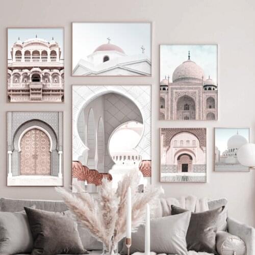 Morocco Church Arch Mosque Islamic Muslim Wall Art Canvas Painting Nordic Posters And Prints Wall Pictures For Living Room Decor