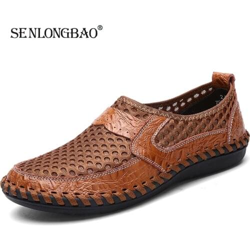 Brand New Summer Men Casual shoes Breathable Mesh cloth Loafers Soft Flats Sandals Handmade Male Driving shoes Large size 38-50