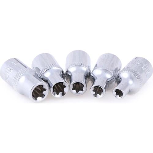 5pcs E-Socket Sockets 1/4 Inch(6.3mm) Torx Star Bit Female E-Socket Set Socket Nuts Set E4,E5, E6,E7, E8
