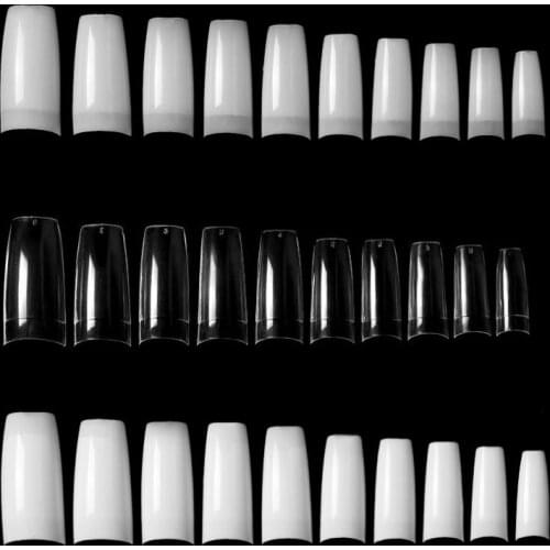 100 pcs Artificial Nail Tips Acrylic Transparent White Nature Capsules French Design False Nails Manicure DIY Decoration Tools