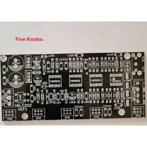 NE5532 Six Five Knobs2.1 Channel Home Amplifiers Front Stage Circuit PCB Empty Tone Board Dual AC12-18V
