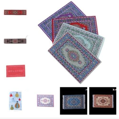 NEW 1/12 Scale Woven Rug Floor Carpet Dolls House Miniatures Furniture Toys for Dollhouse Floor Silk Coverings Gifts