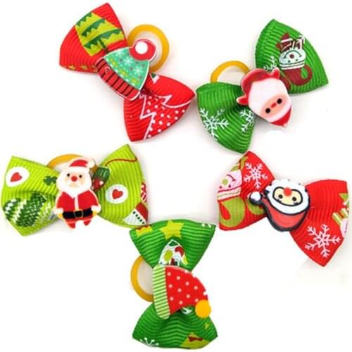 New Pet Hair Bows Grooming Supplies Christmas Puppy Cat Birthday Rubber Bands Dog Hair Accessories Random Color