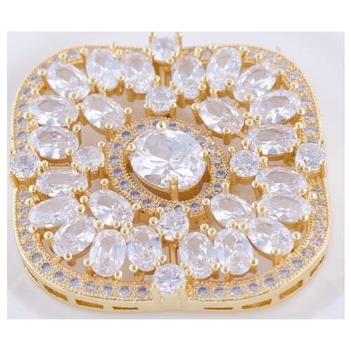 Handmade New Fashion Jewelry Copper Metal Hollow Square Charms Micro Pave Full AAA Zircon Connectors Fit DIY Jewelry Making