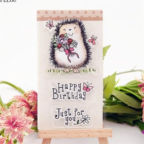 PANFELOU hedgehog bouquet Transparent Silicone Rubber Clear Stamps cartoon for Scrapbooking/DIY Easter wedding album
