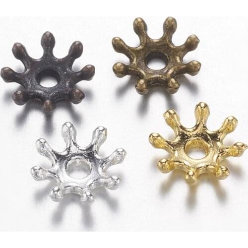 50pcs 12mm Platinum/Golden Iron Flower Bead Caps End Cap for DIY Jewelry Making Accessories 12~14x3.5mm, Hole: 1.5mm