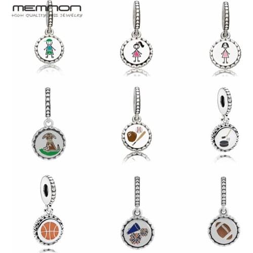 Boy girl mom Stick Figure charm 925 sterling silver Dangle Charms Fit beads Bracelets necklace DIY pendant For Jewelry Making