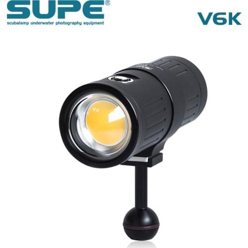 SUPE Scubalamp V6K 12000Lumens Underwater Photo Video Light Scuba Diving Light Search Light Beam Angle 120 High-Mid-LowDimming