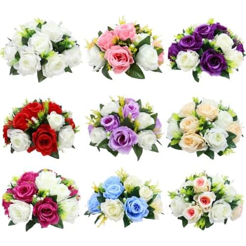 Realistic Artificial Rose Flowers Ball Bouquet Party Living Room Table Shop Public Area Road Lead Decor
