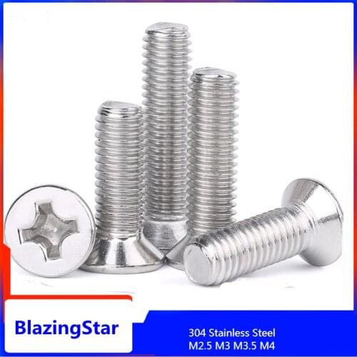 M2.5 M3 M3.5 M4 Length 4-100mm 304 Stainless Steel Phillips Countersunk Head Flat Tail Self Tapping Screw Zelftappende Schroeven