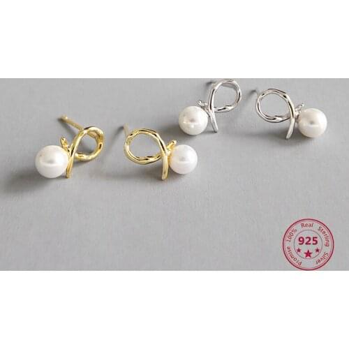 Japan And South Korea New Design S925 Sterling Silver Shell Pearl Ear Stud Fashion Simple Style Trendy Bead Student Accessories