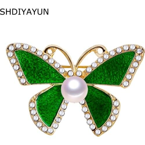 SHDIYAYUN New Pearl Brooch Simple Butterfly Brooch For Women Lovely Brooch Pins Natural Freshwater Pearl Jewelry Accessories
