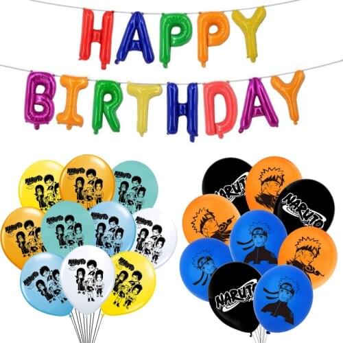 Uzumaki Narutoed Ninja Latex Balloons Happy Birthday Banner Party Supplies Kids Anime Theme Decoration Boys Toys Ballons