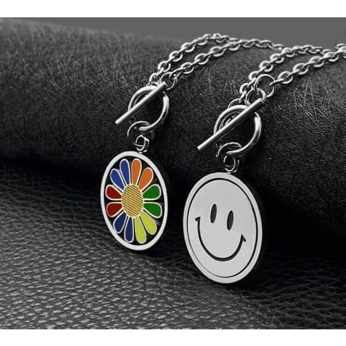 Rotating circle titanium steel rotating whirlwind male and female hip-hop wild clavicle chain